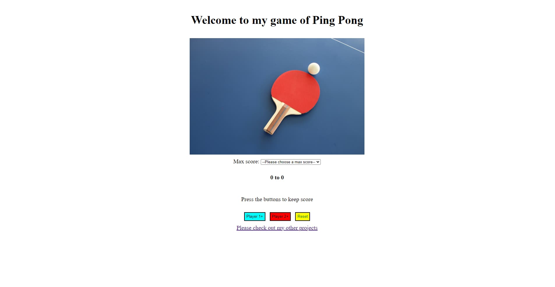 Ping Pong Score Tracker